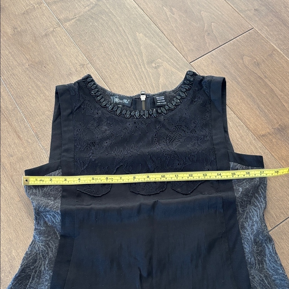Miss Me Elegant Black Sleeveless Peplum Top with beaded and lace detail, size M - Picture 9 of 10